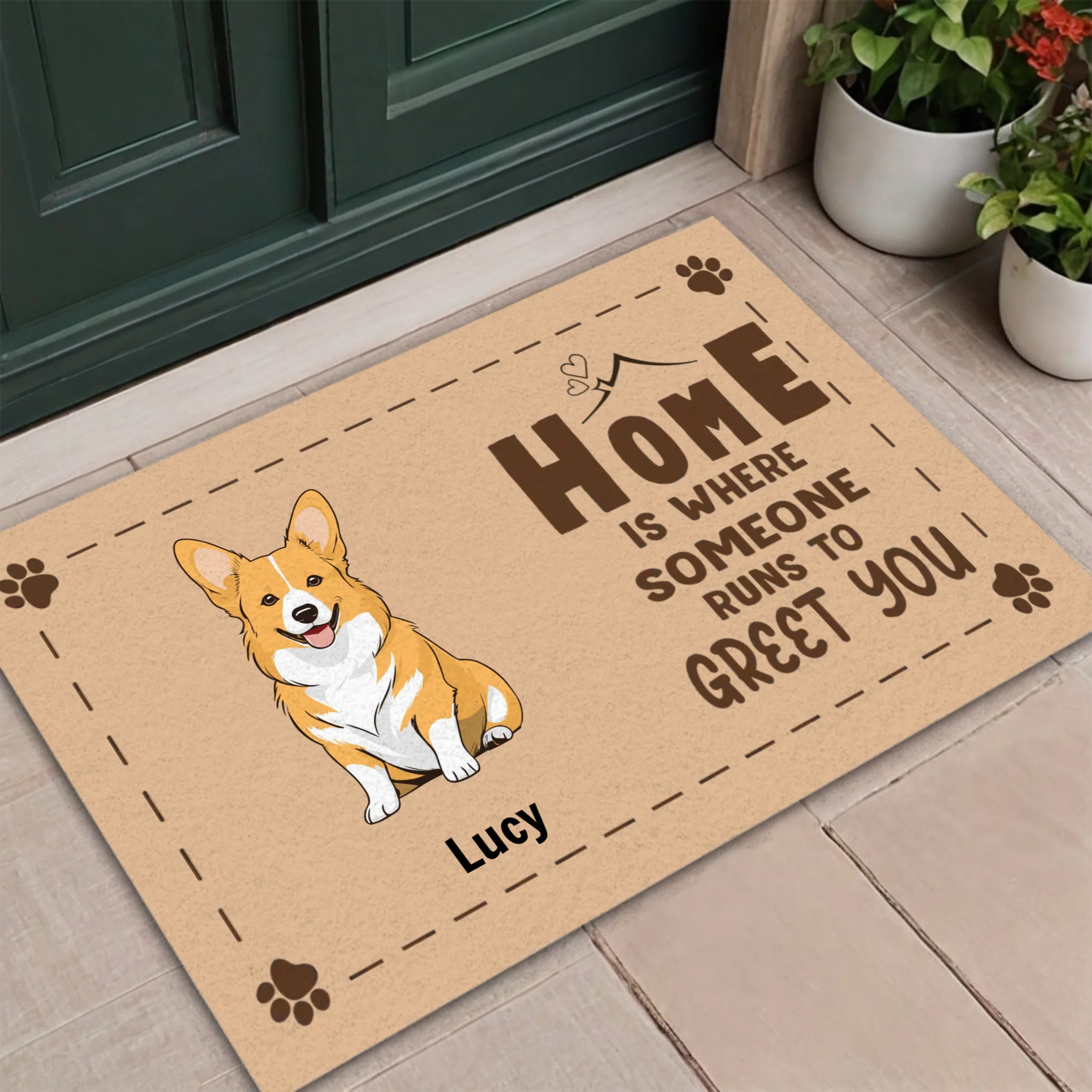 Dog Lover Doormat – Home Is Where Someone Runs to Greet You - 89Prints