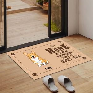 Dog Lover Doormat – Home Is Where Someone Runs to Greet You - 89Prints