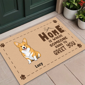 Dog Lover Doormat – Home Is Where Someone Runs to Greet You - 89Prints
