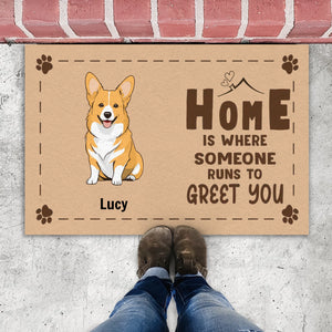 Dog Lover Doormat – Home Is Where Someone Runs to Greet You - 89Prints