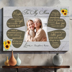 Sincere Words To Mom: Custom Canvas Make Mom Smile Every Day
