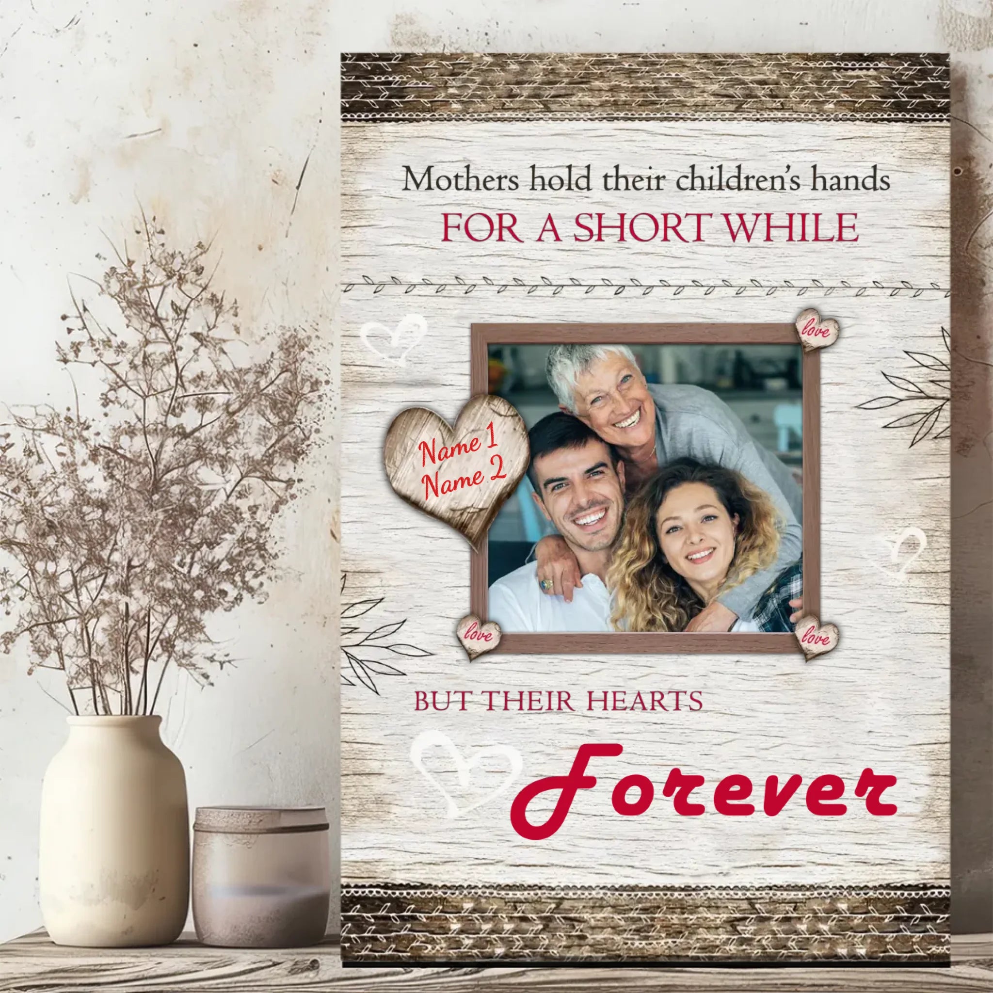 Mother's Heart Forever Has You: Custom Canvas Painting of Mother's Image