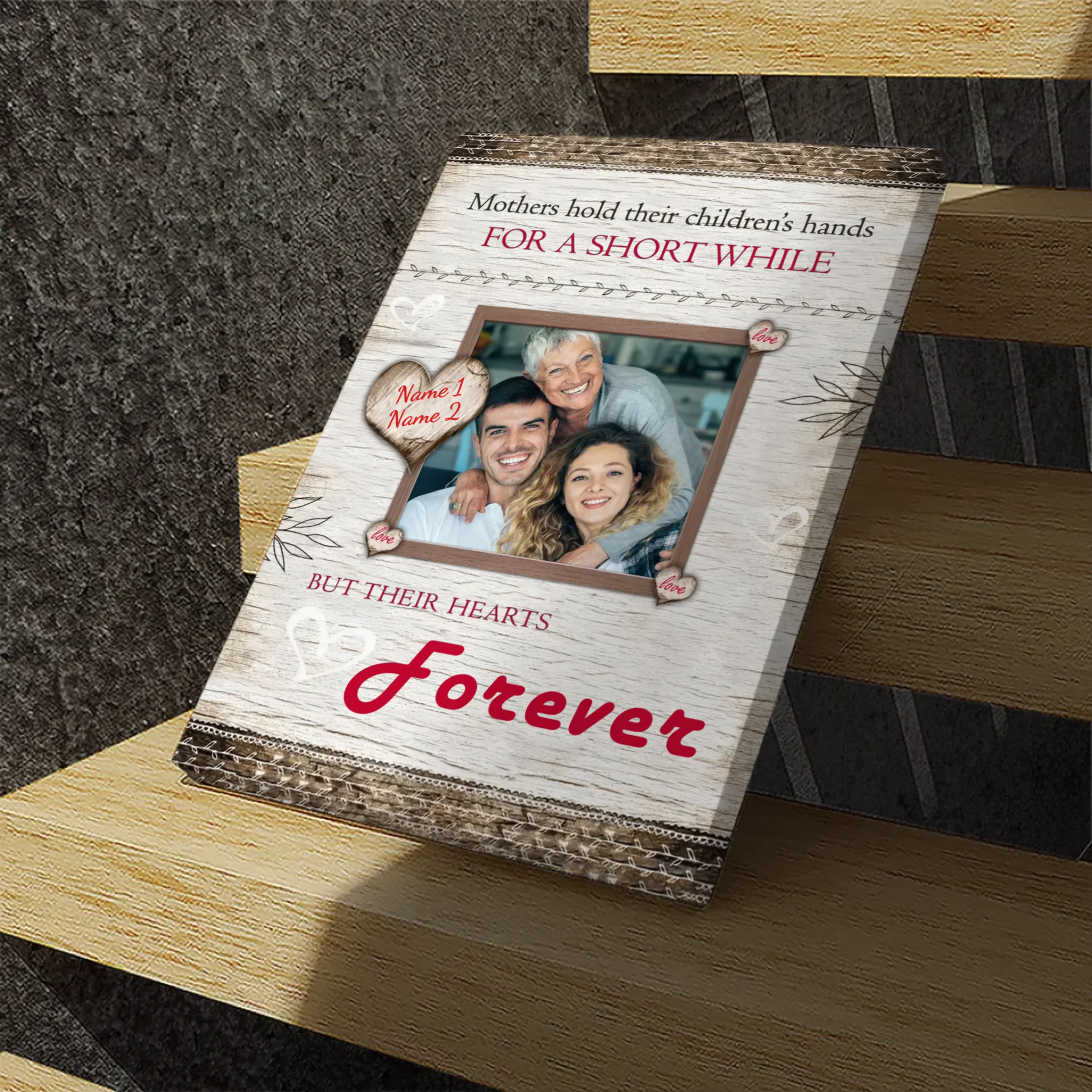 Mother's Heart Forever Has You: Custom Canvas Painting of Mother's Image