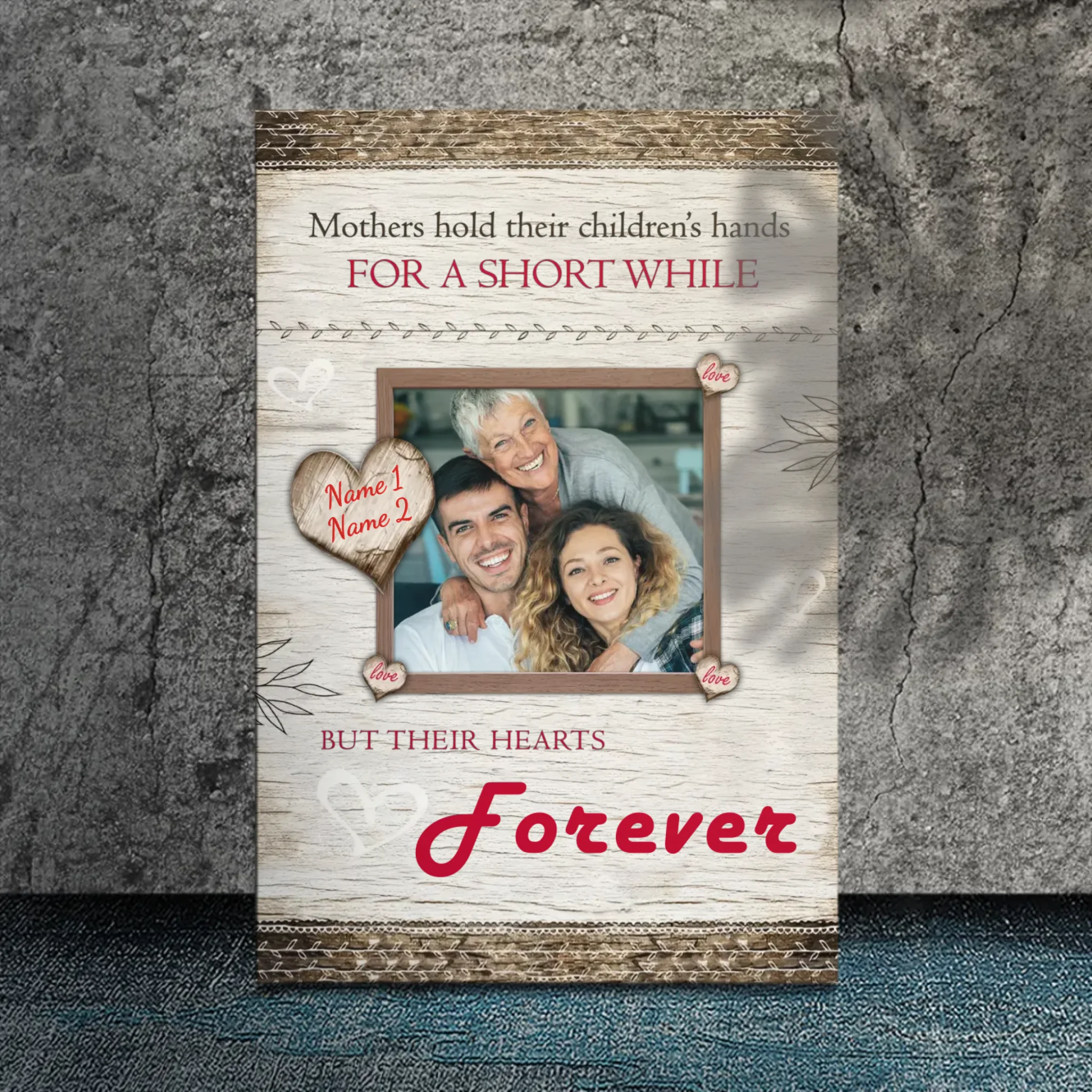 Mother's Heart Forever Has You: Custom Canvas Painting of Mother's Image