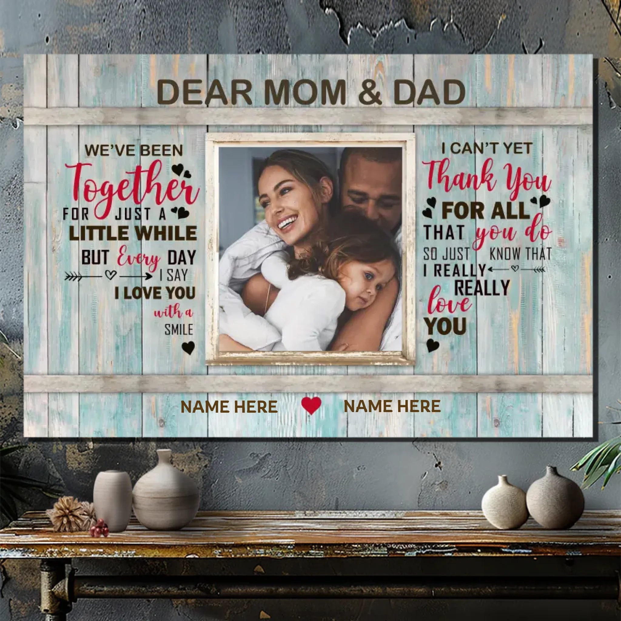 Love With A Smile: Personalized Canvas Pictures Of Mom And Dad | 89Prints
