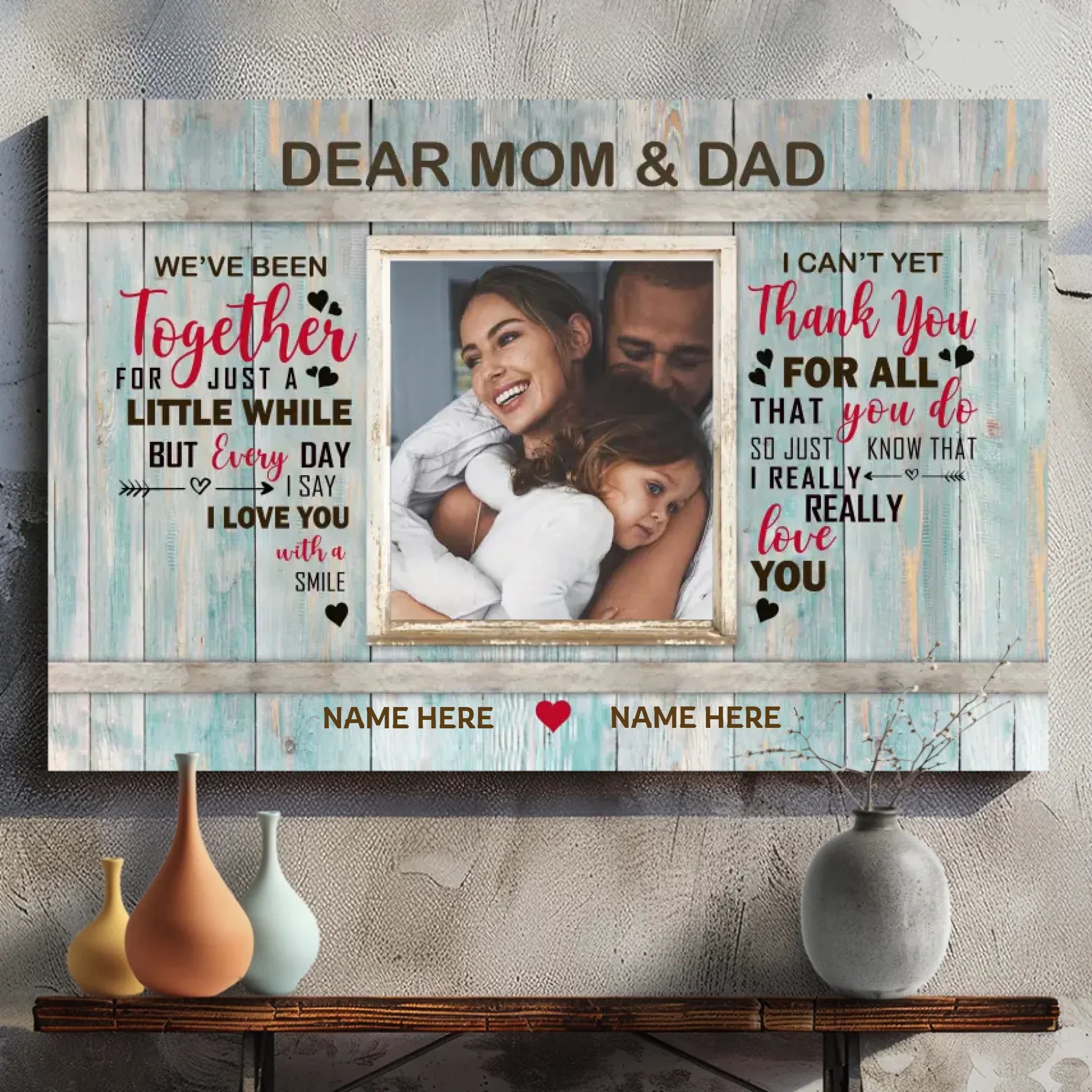 Love With A Smile: Personalized Canvas Pictures Of Mom And Dad | 89Prints