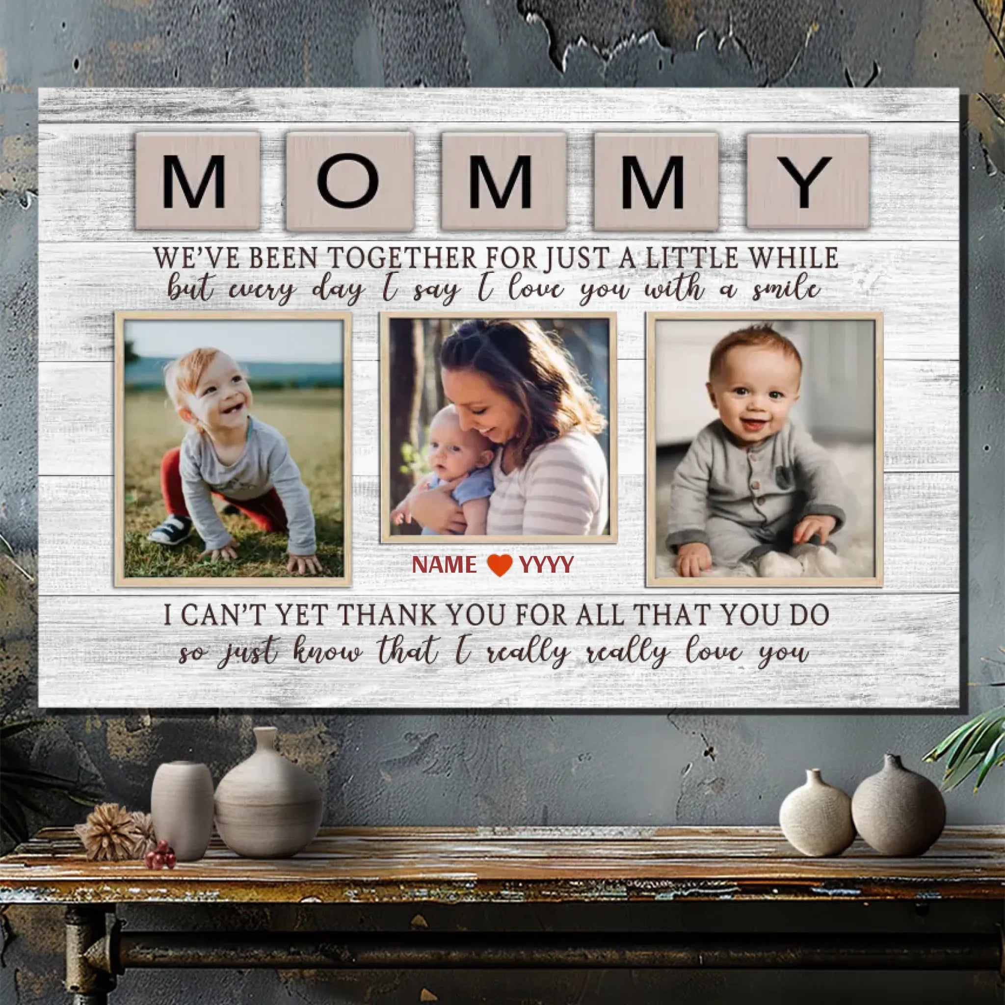 Child's Smile - Mother's Joy: Custom Canvas Painting Preserving Beautiful Moments