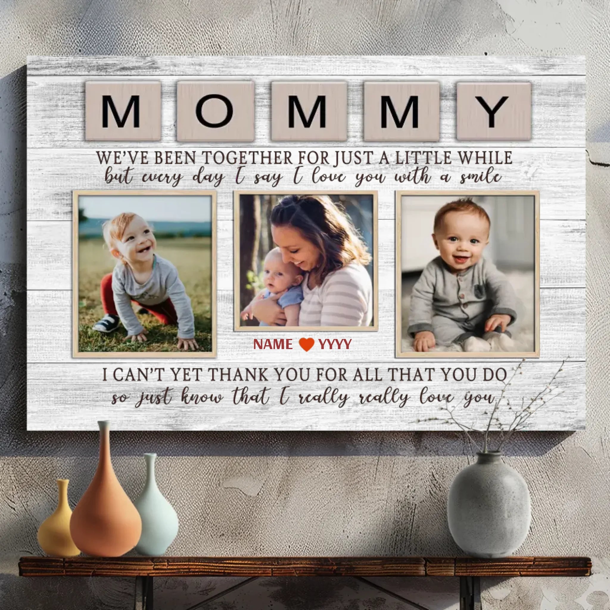 Child's Smile - Mother's Joy: Custom Canvas Painting Preserving Beautiful Moments