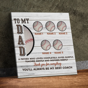 Custom Baseball-Themed Canvas for Dad – Personalized Gift with Kids' Names