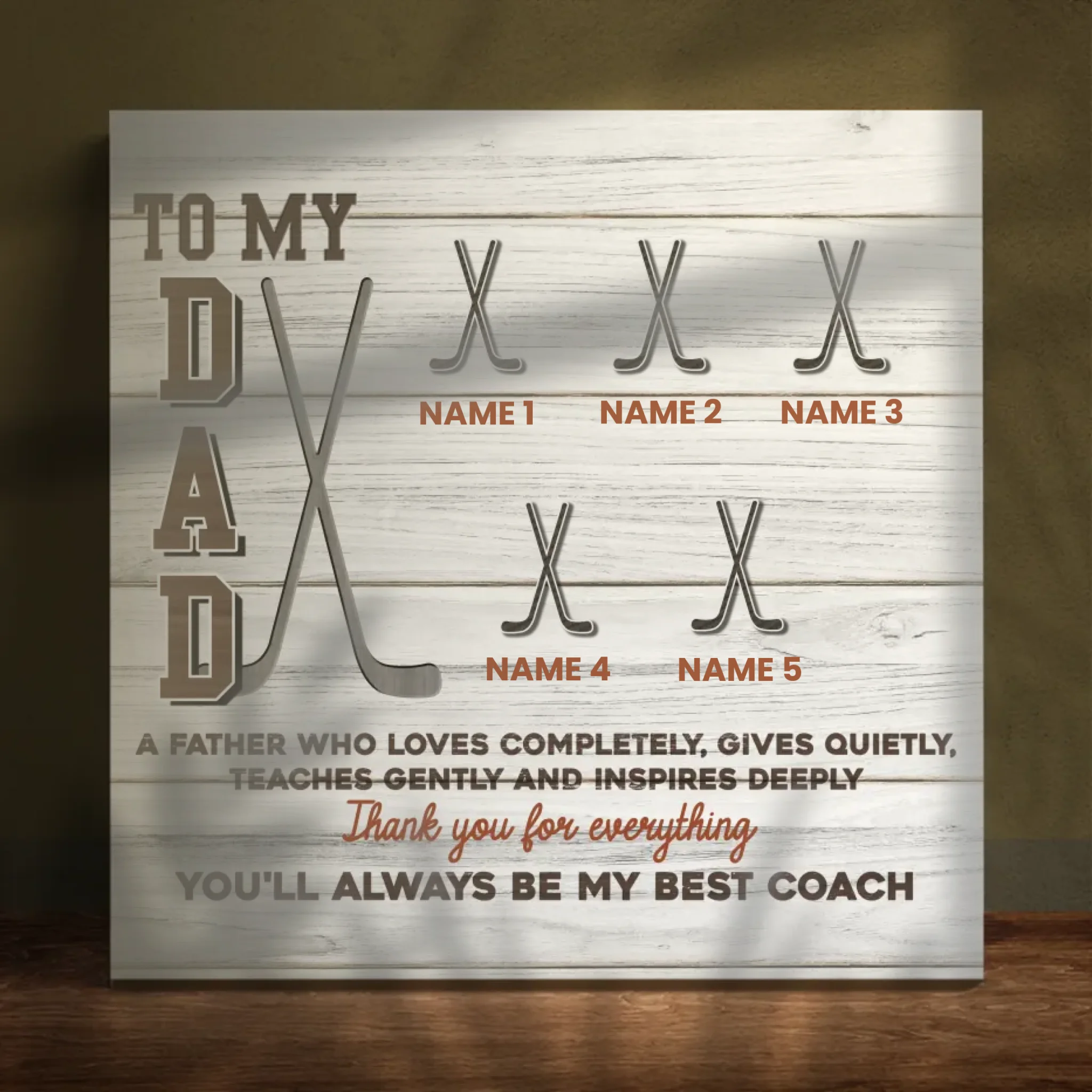 Personalized Hockey-Themed Canvas for Dad – Custom Gift With Names