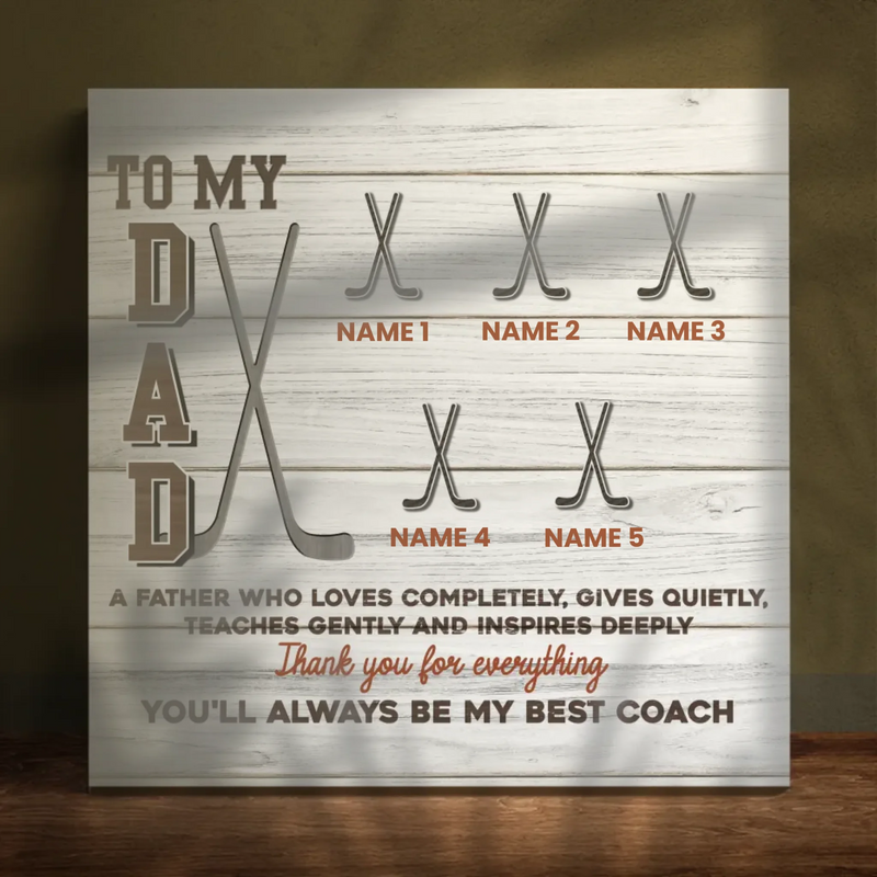 Personalized Hockey-Themed Canvas for Dad – Custom Gift With Names