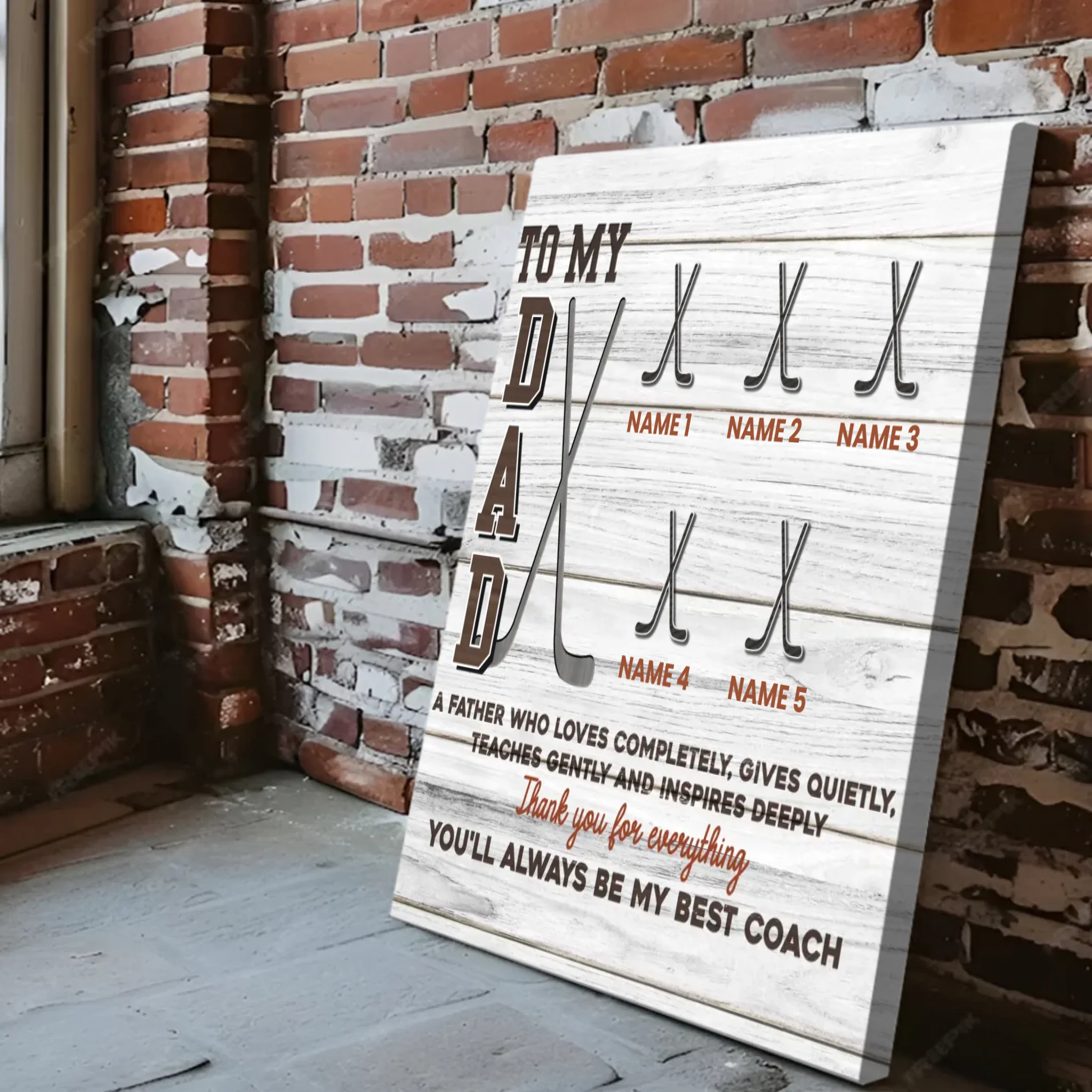 Personalized Hockey-Themed Canvas for Dad – Custom Gift With Names