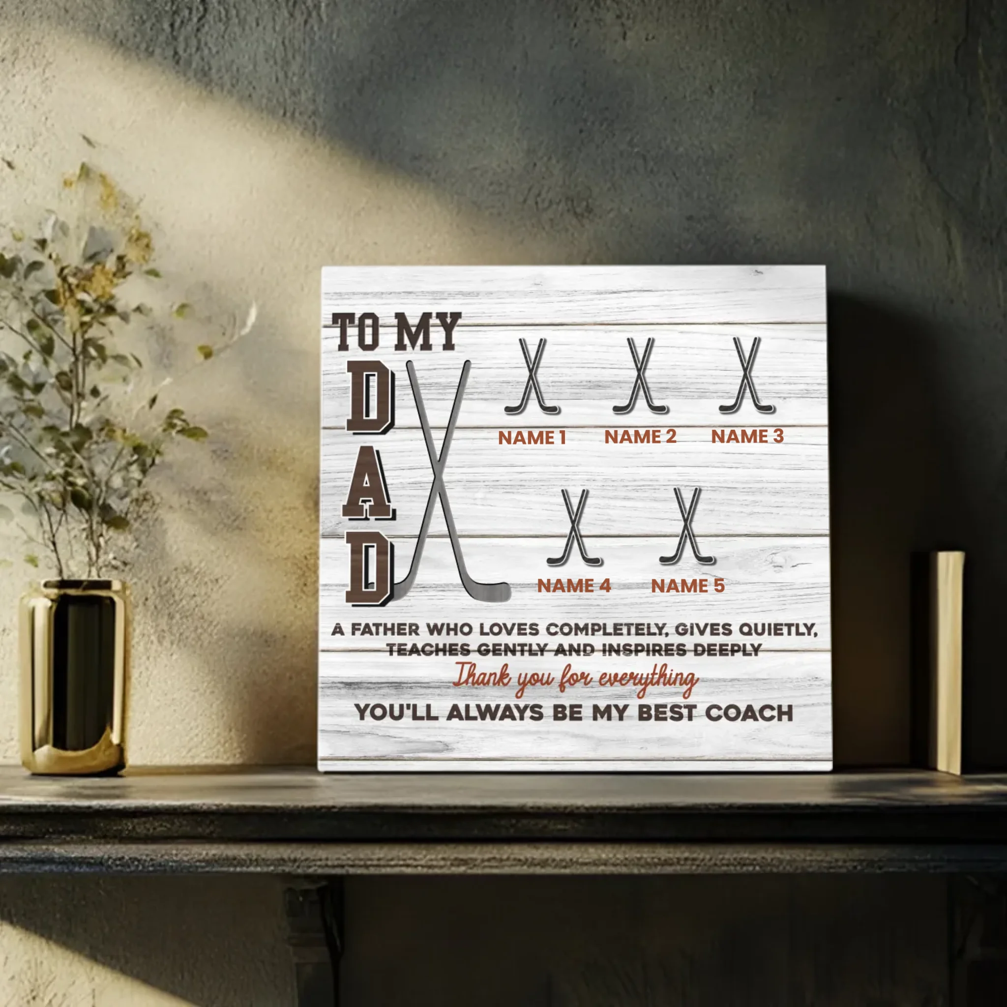 Personalized Hockey-Themed Canvas for Dad – Custom Gift With Names