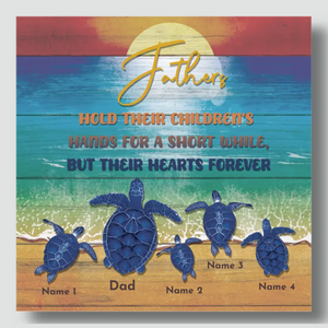 Personalized Name Canvas: Father Turtle Leading His Cubs to the Ocean