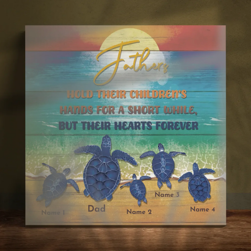 Personalized Name Canvas: Father Turtle Leading His Cubs to the Ocean