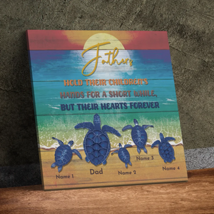 Personalized Name Canvas: Father Turtle Leading His Cubs to the Ocean