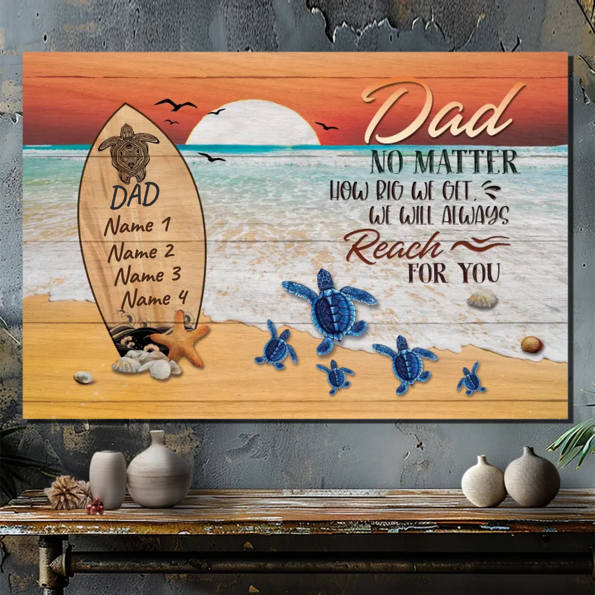 Personalized Dad Canvas - Always Reaching For You with Love | 89Prints
