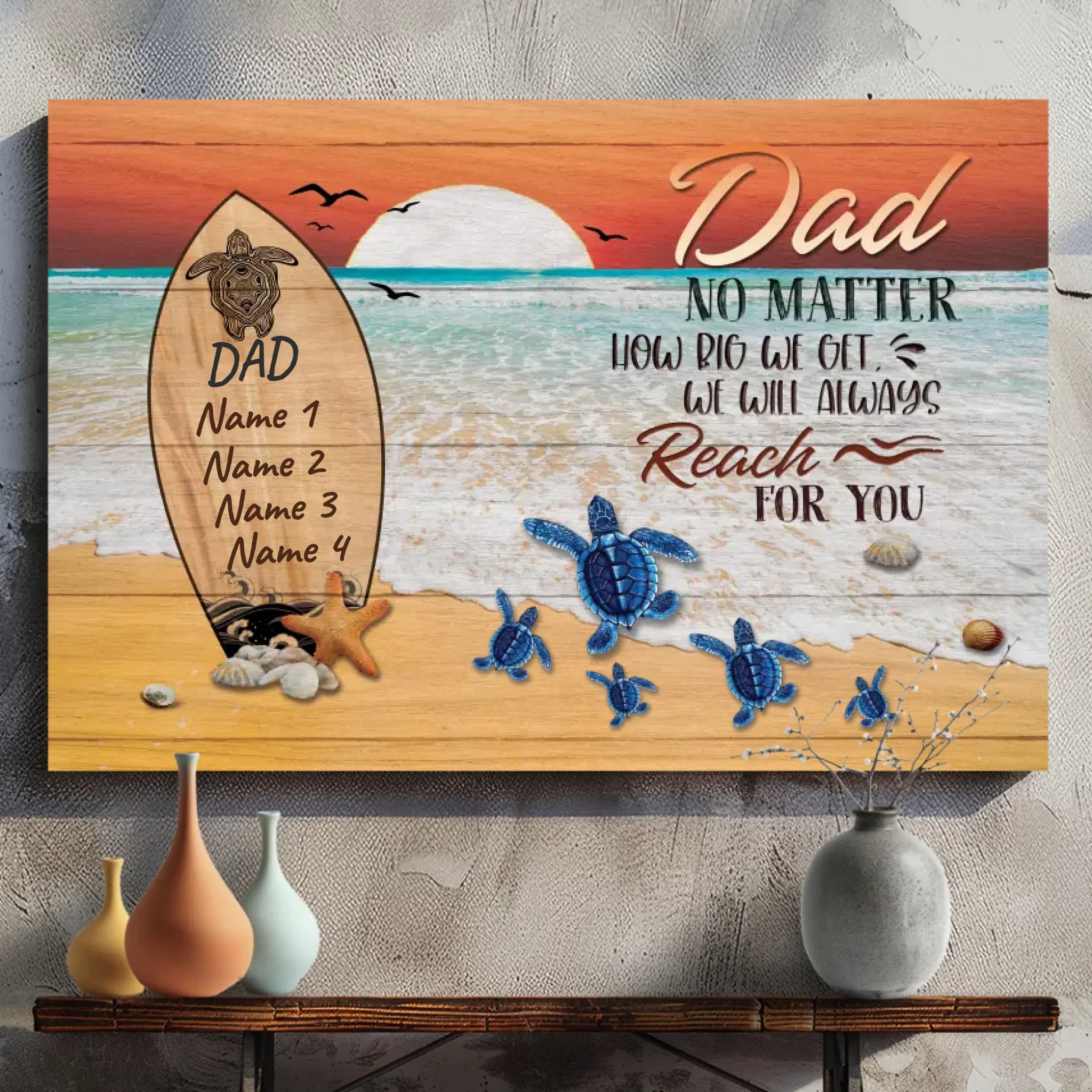 Personalized Dad Canvas - Always Reaching For You with Love | 89Prints
