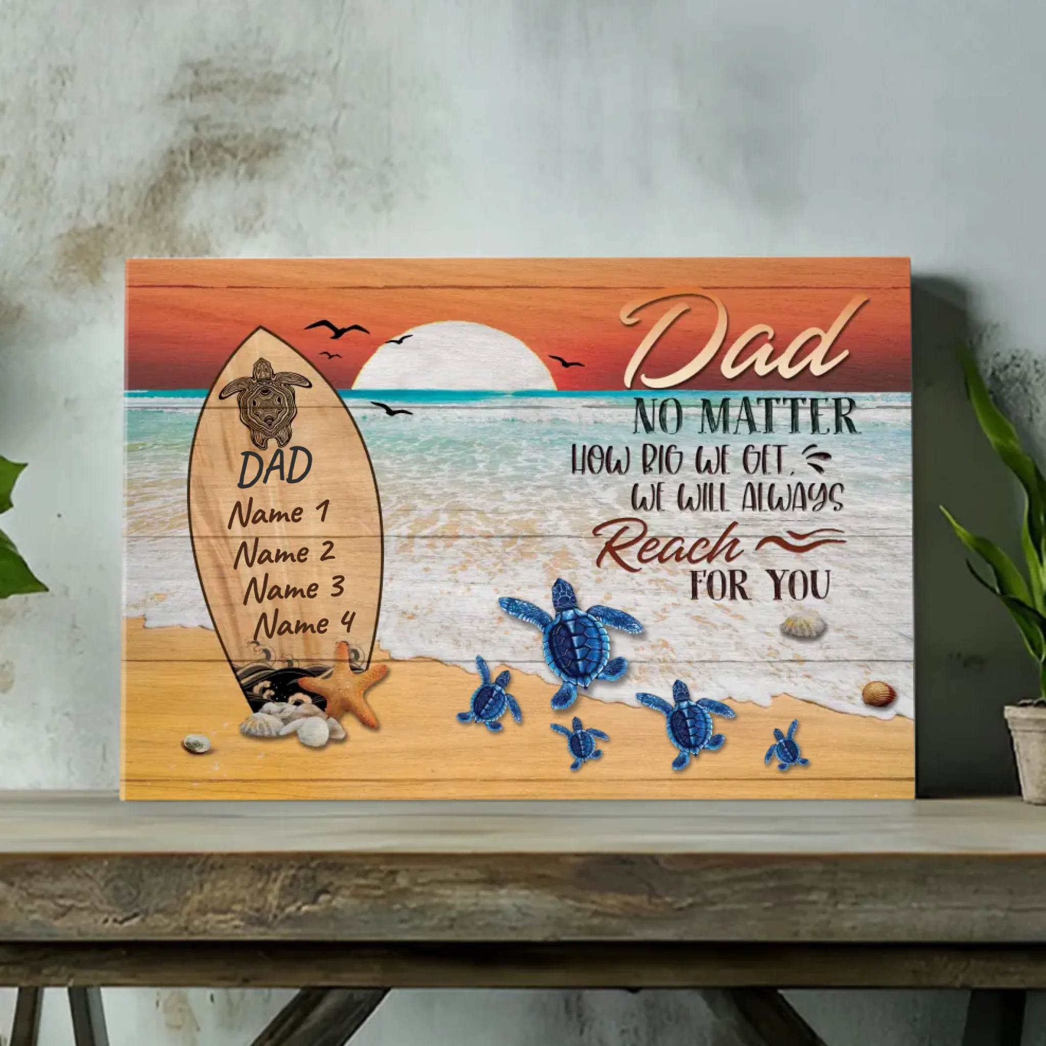 Personalized Dad Canvas - Always Reaching For You with Love | 89Prints