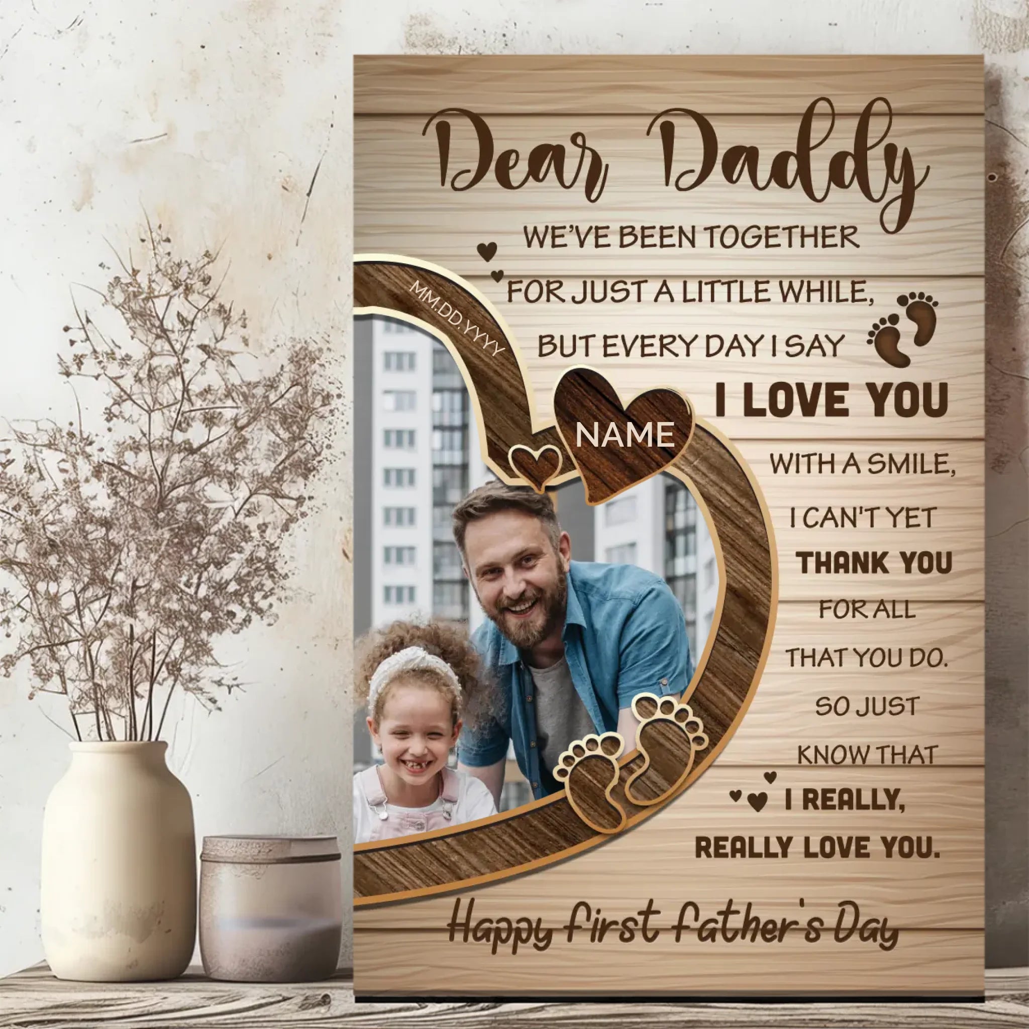Personalized Canvas Celebrating the Big Day: Happy First Father's Day | 89Prints