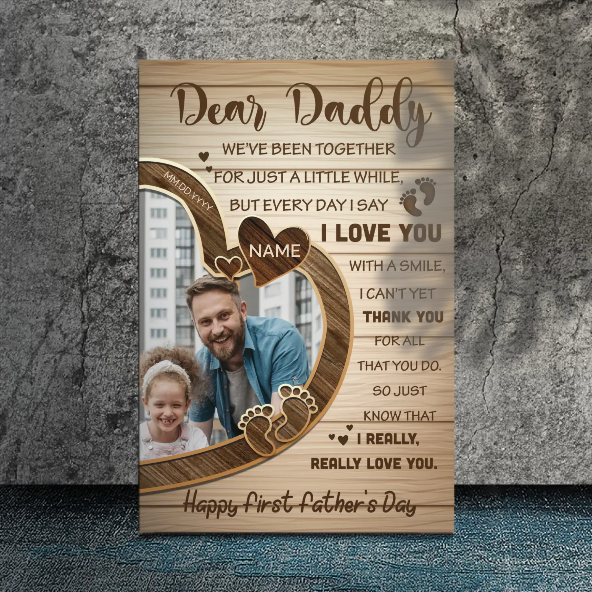 Personalized Canvas Celebrating the Big Day: Happy First Father's Day | 89Prints