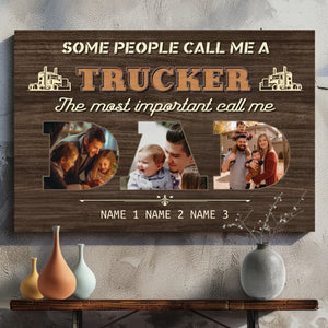 Personalized Trucker Dad Canvas - Celebrating the Most Important Title