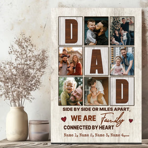 Customizable Family Canvas - Side by Side or Miles Apart, Connected by Heart