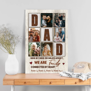 Customizable Family Canvas - Side by Side or Miles Apart, Connected by Heart