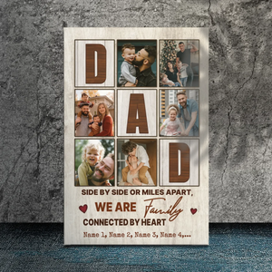 Customizable Family Canvas - Side by Side or Miles Apart, Connected by Heart
