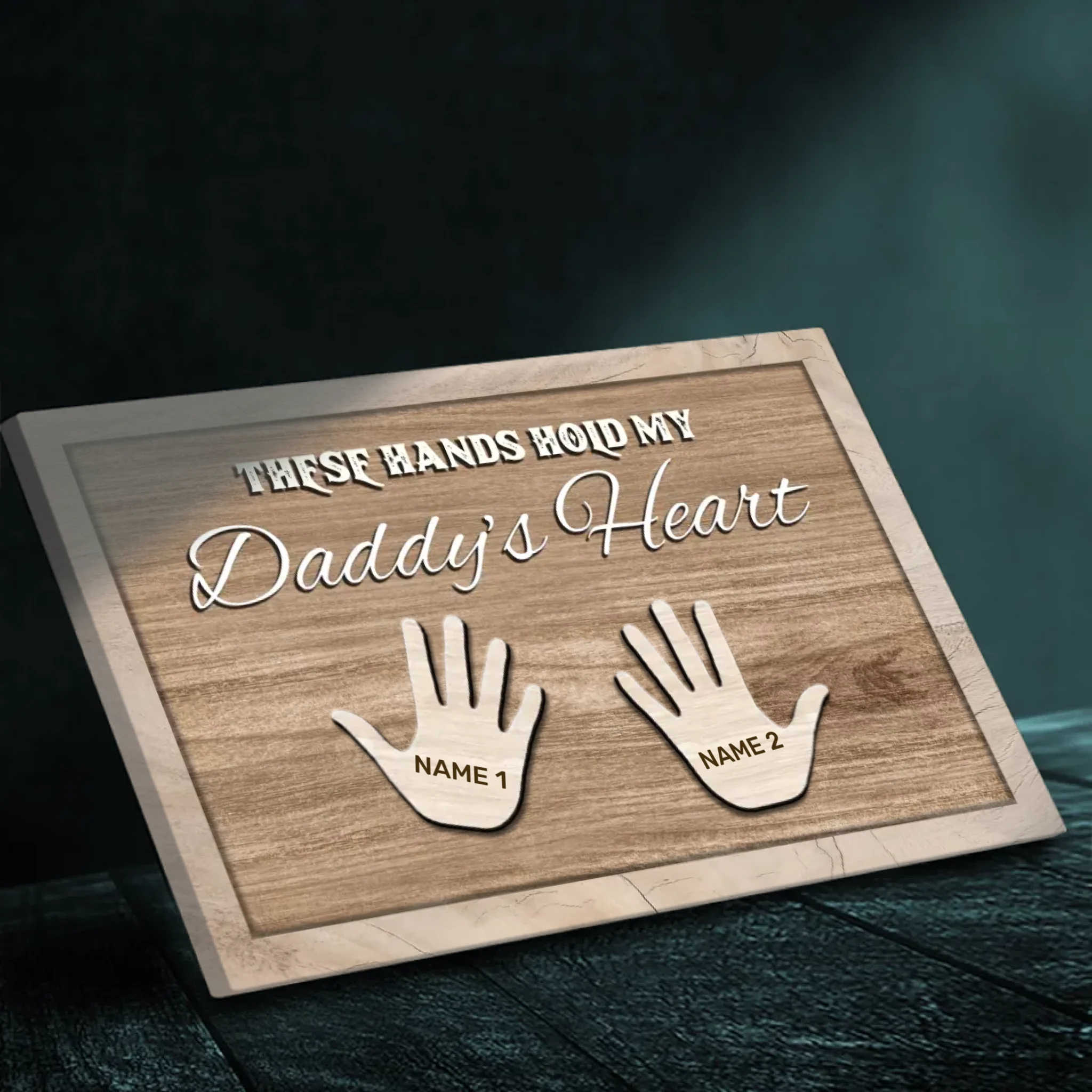 Personalized Daddy Canvas - These Hands Hold My Daddy's Heart | 89Prints