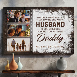 Personalized Husband & Daddy Canvas - A Loving Tribute from Wife and Kids