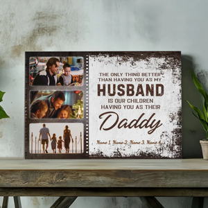 Personalized Husband & Daddy Canvas - A Loving Tribute from Wife and Kids