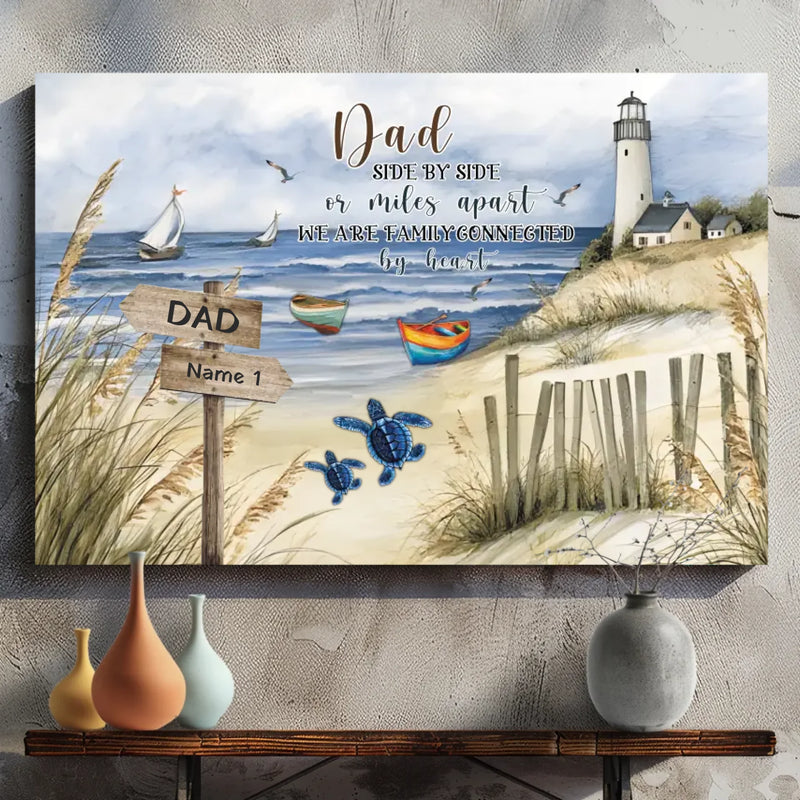 Personalized Canvas for Dad: The Heartfelt Bond of the Turtle Family