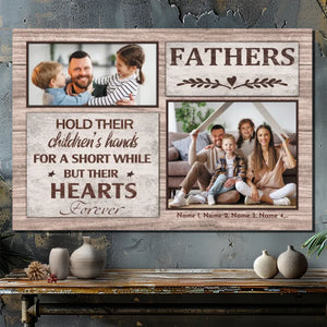Custom Dad Canvas Painting - Dad Holding Hands For A Moment, Heart Forever