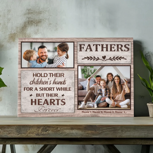 Custom Dad Canvas Painting - Dad Holding Hands For A Moment, Heart Forever