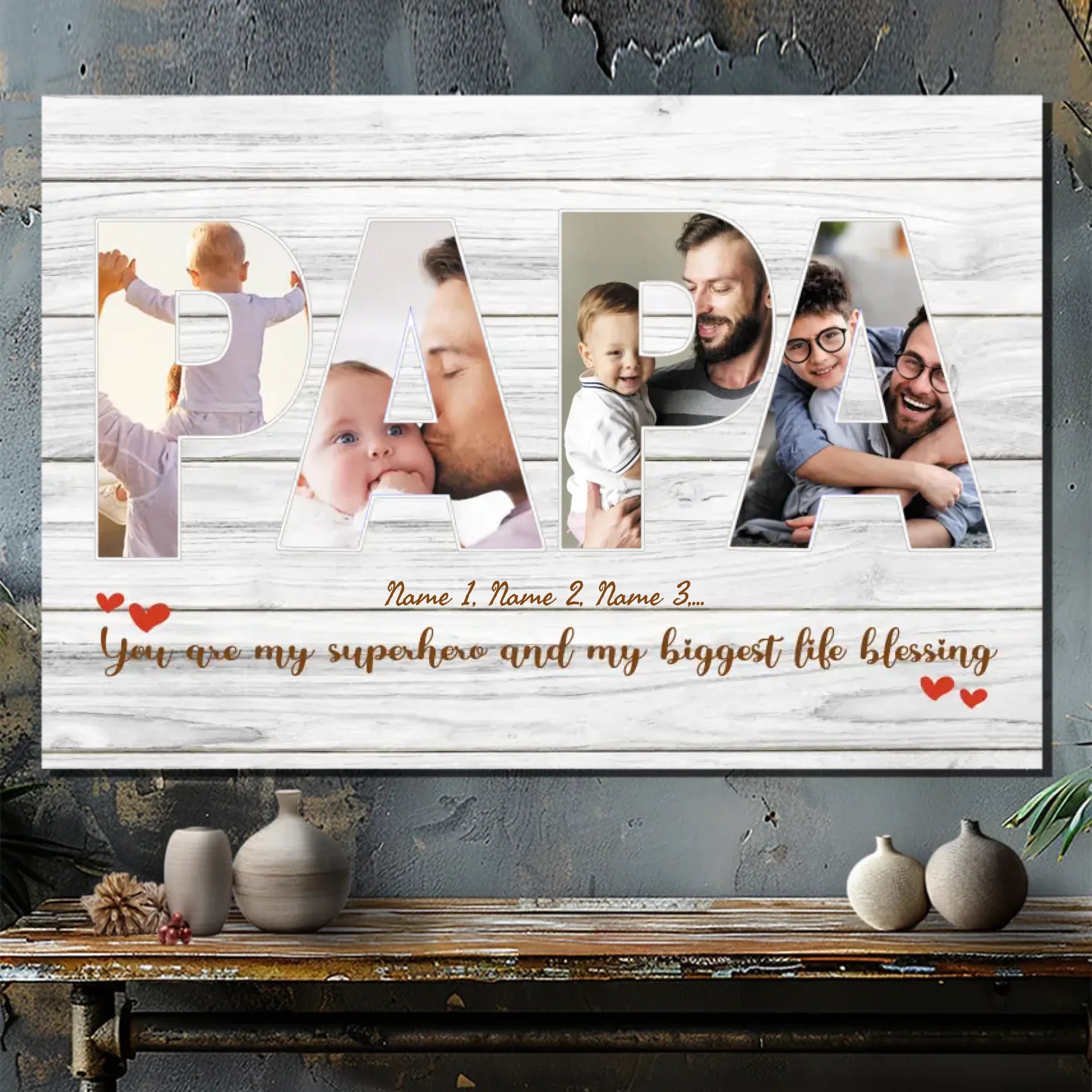 Personalized Superhero Dad Canvas - My Biggest Life Blessing | 89Prints