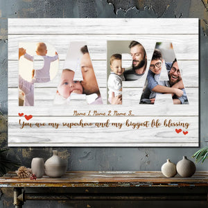 Personalized Superhero Dad Canvas - My Biggest Life Blessing | 89Prints
