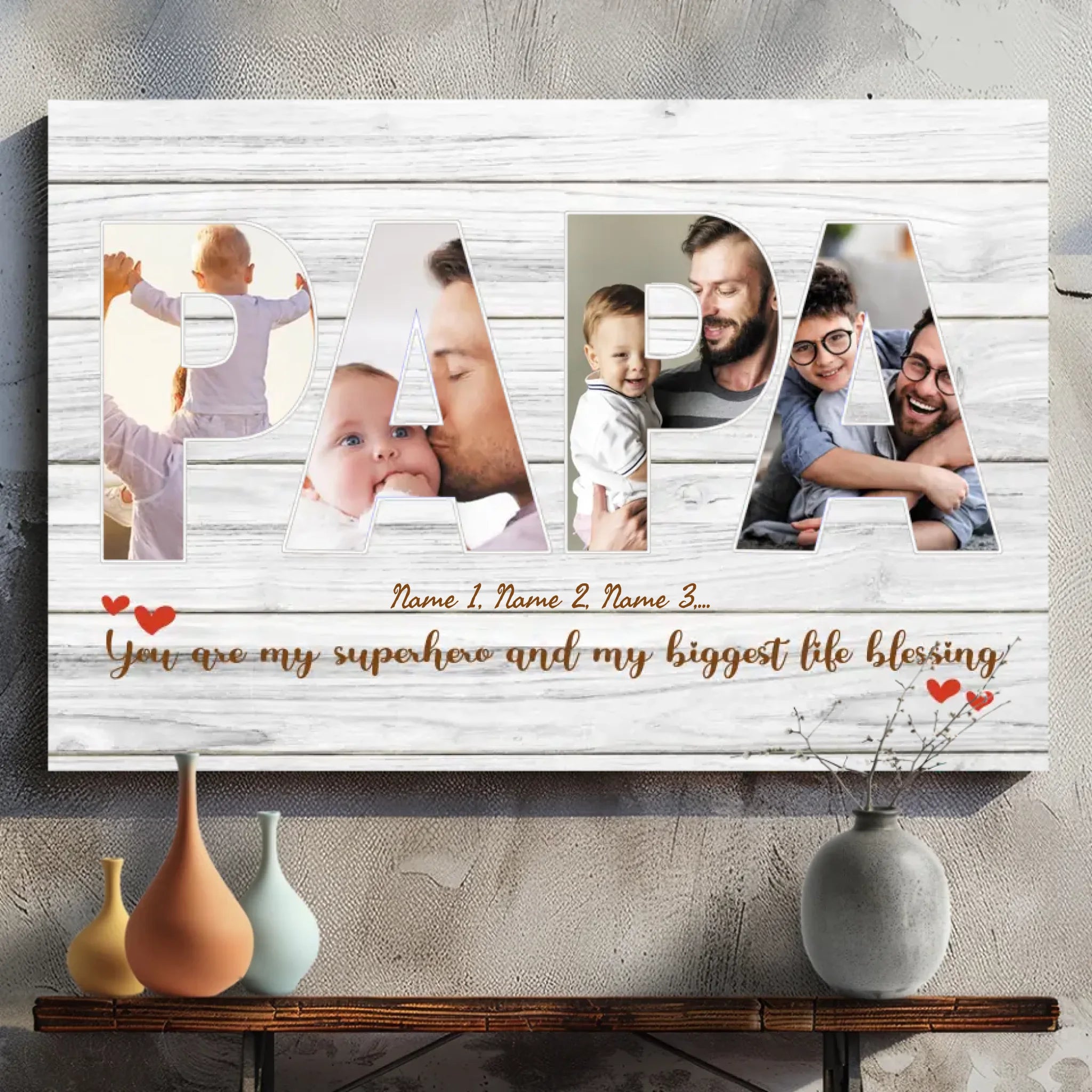 Personalized Superhero Dad Canvas - My Biggest Life Blessing | 89Prints