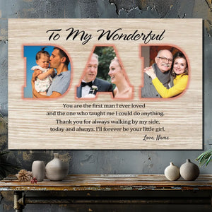 Personalized Father's Canvas Gift - Forever Your Little Girl Message