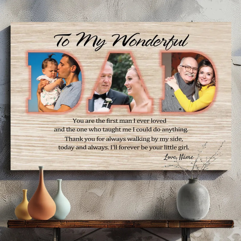 Personalized Father's Canvas Gift - Forever Your Little Girl Message