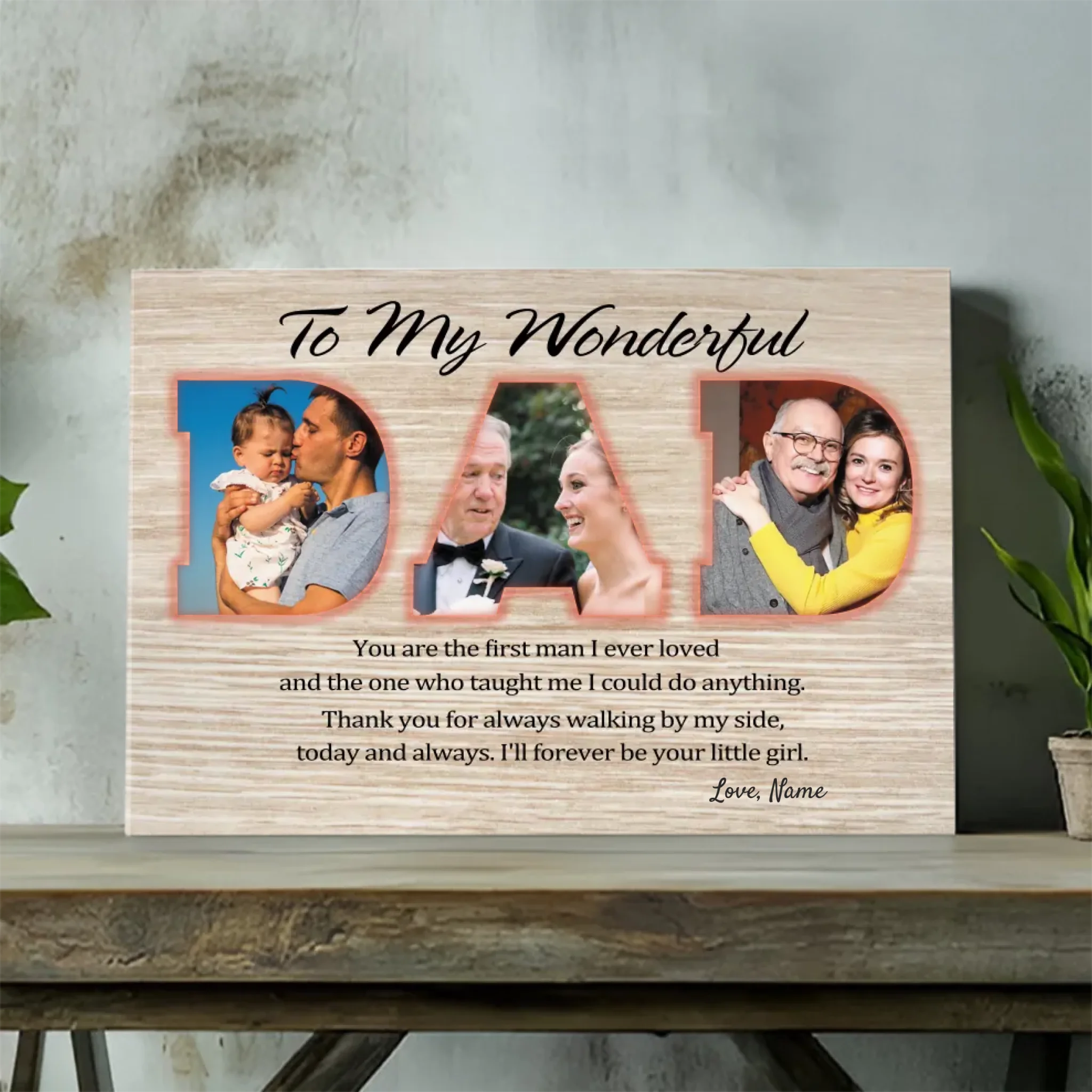 Personalized Father's Canvas Gift - Forever Your Little Girl Message