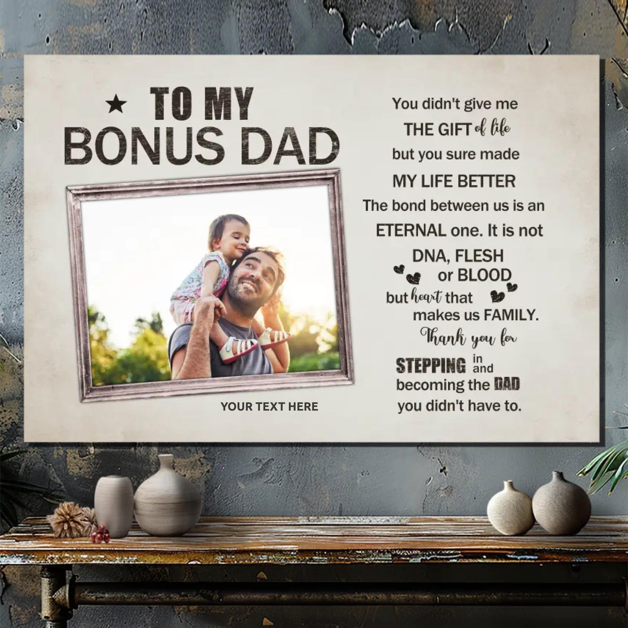 Celebrate Your Bonus Dad - High Quality Custom Canvas Art | 89Prints
