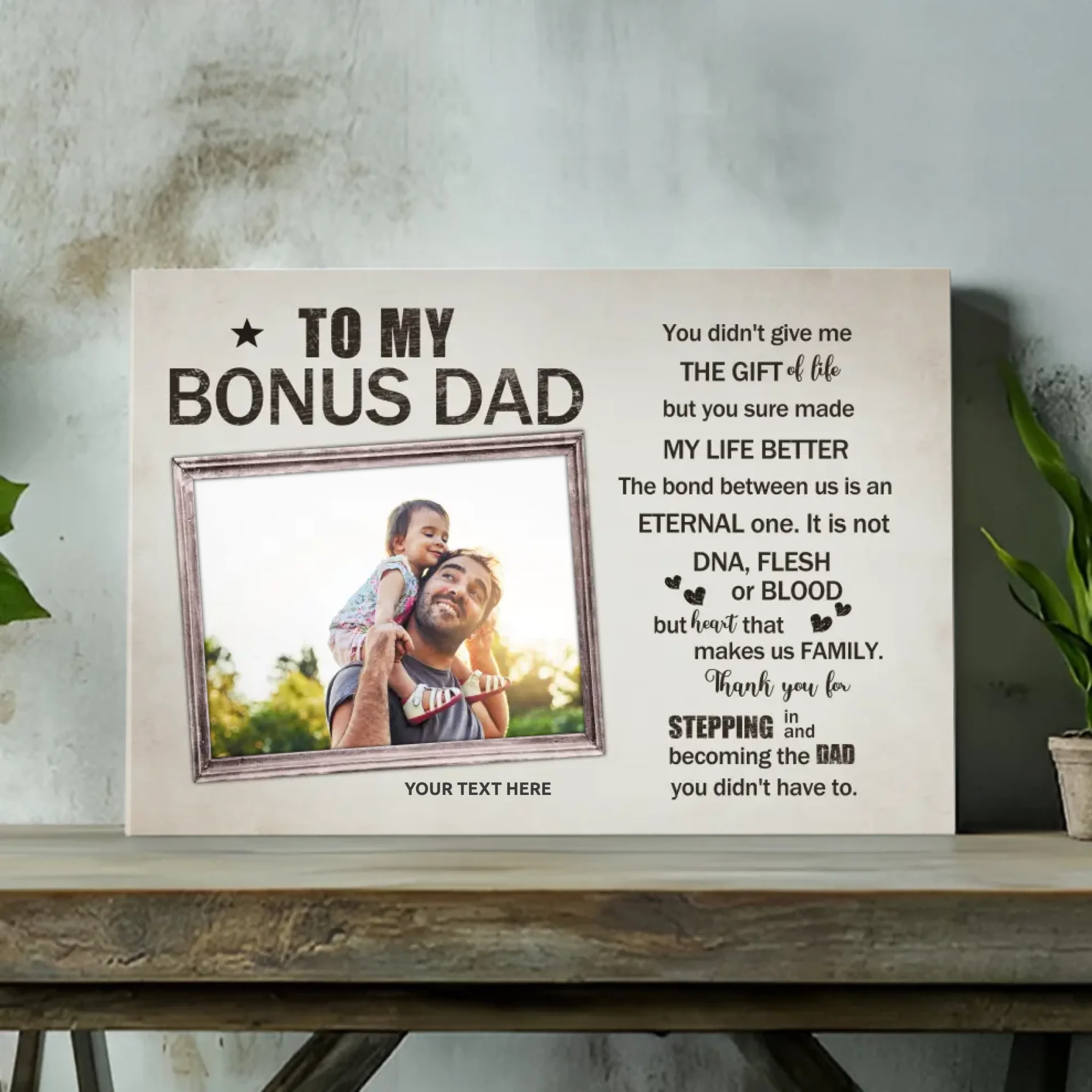 Celebrate Your Bonus Dad - High Quality Custom Canvas Art | 89Prints