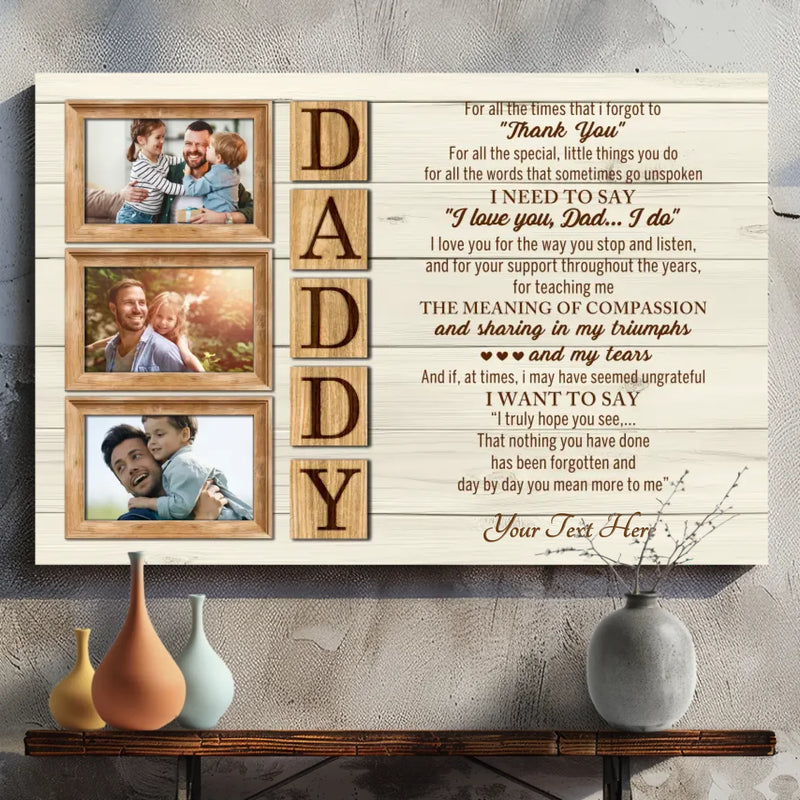 Custom Canvas – Personalized Photo & Text Wall Art for Father’s Appreciation