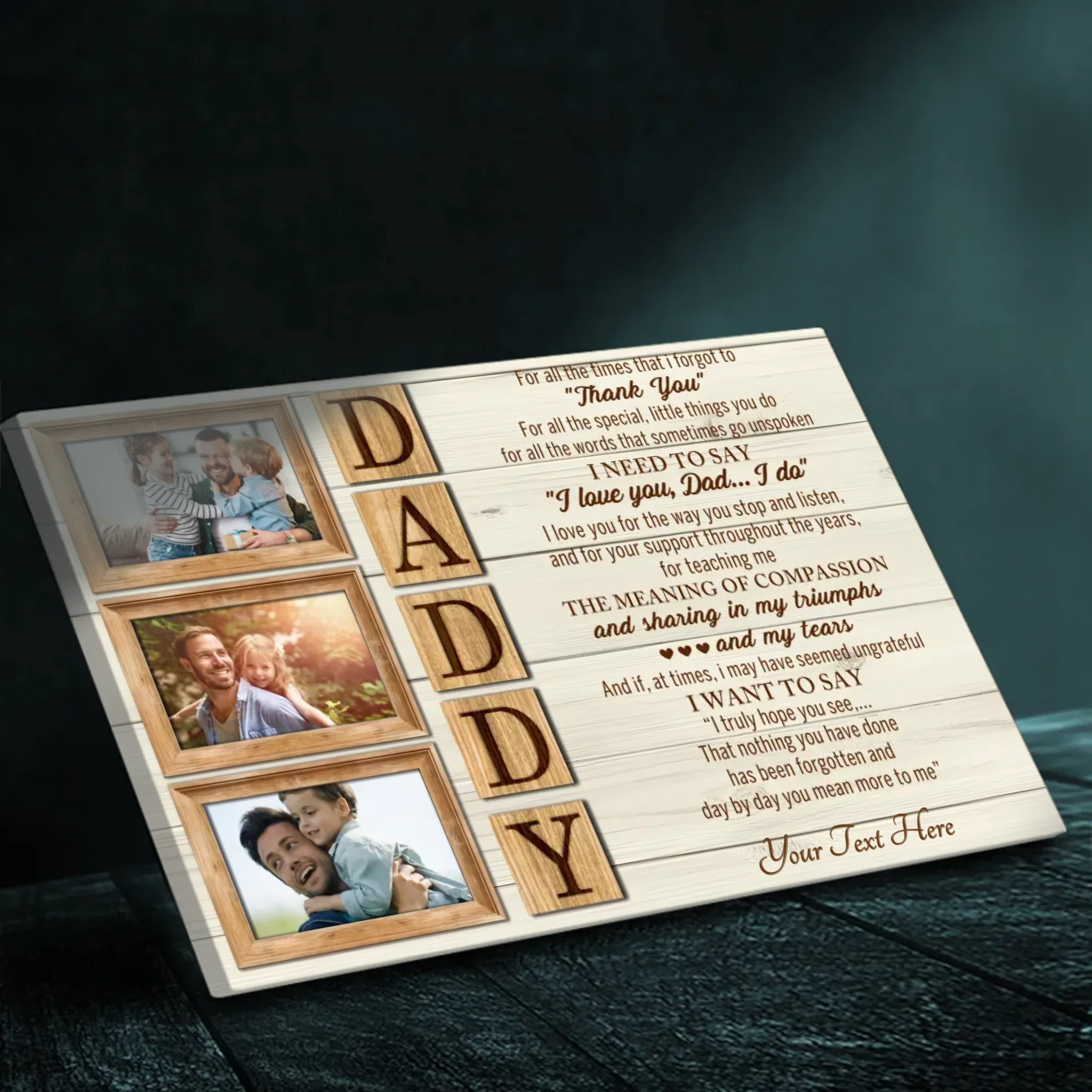 Custom Canvas – Personalized Photo & Text Wall Art for Father’s Appreciation