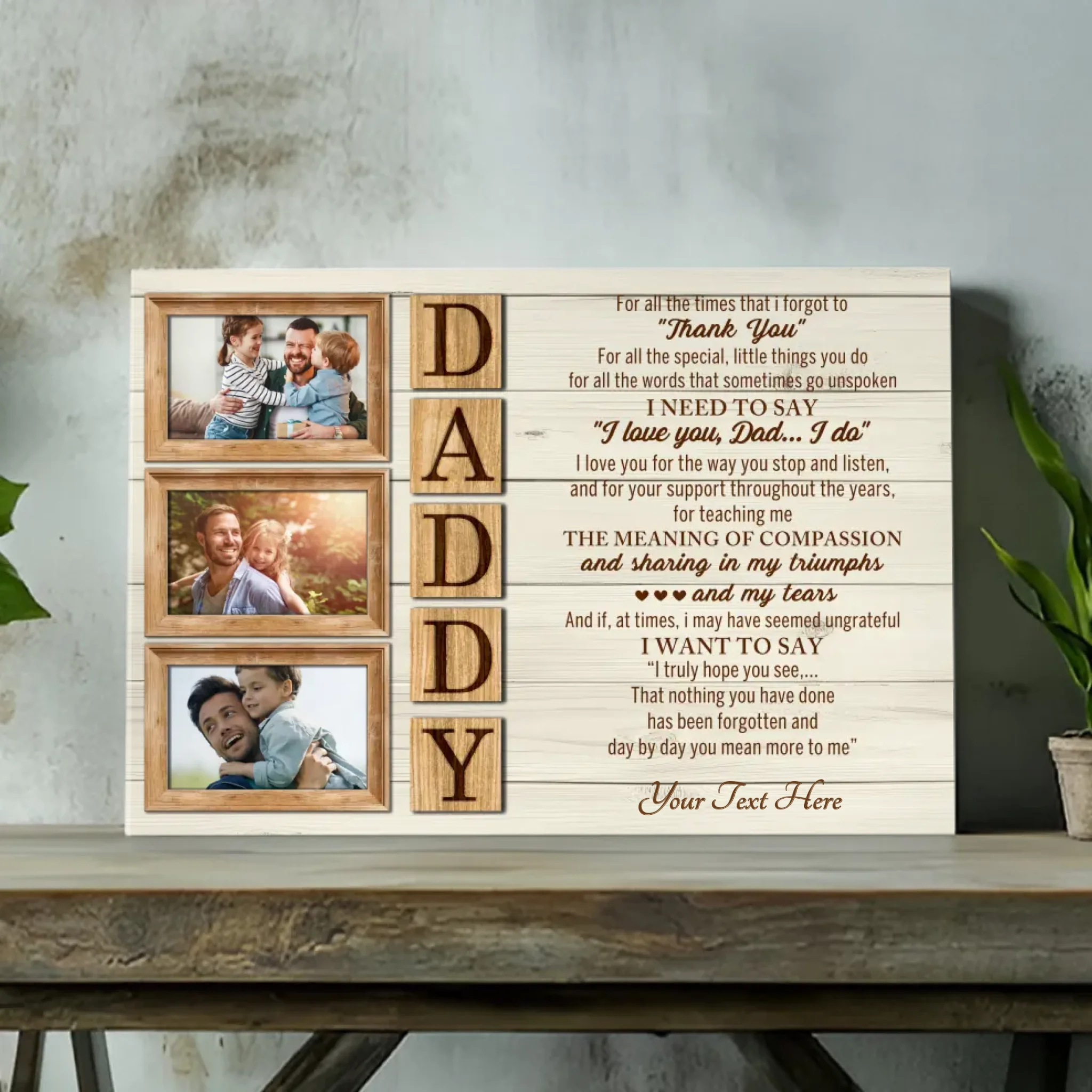 Custom Canvas – Personalized Photo & Text Wall Art for Father’s Appreciation