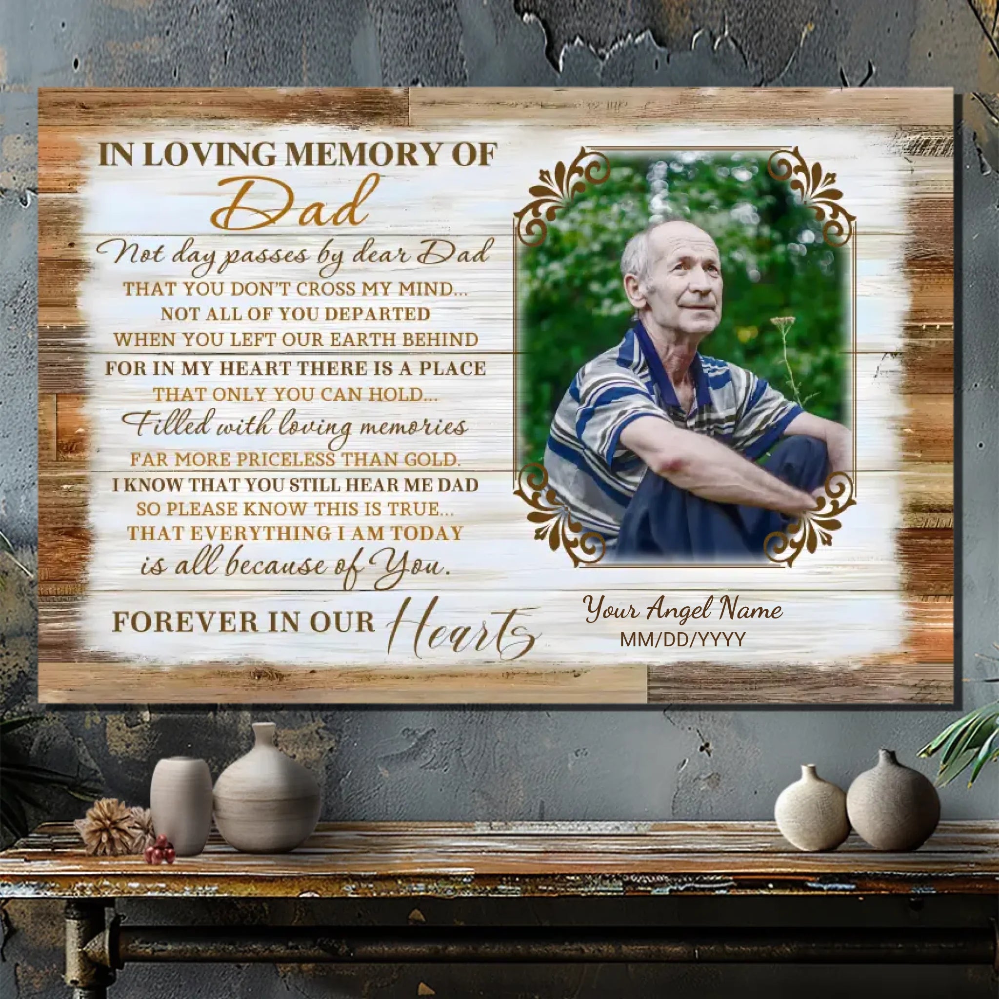 Personalized Memorial Canvas for Dad – Forever in Our Hearts | 89Prints