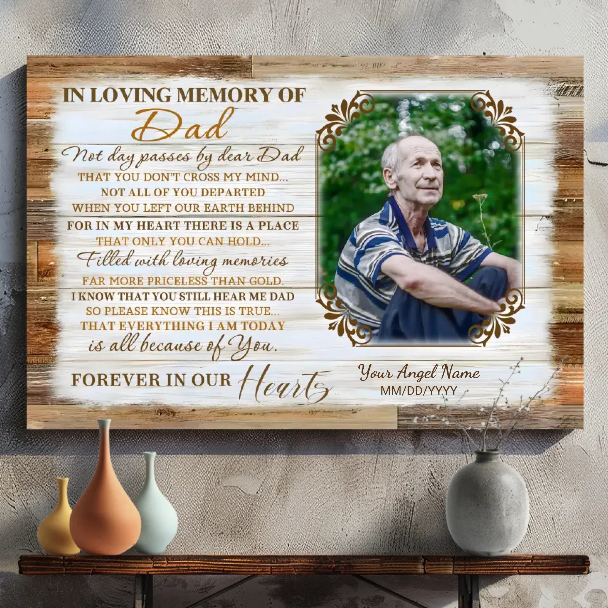 Personalized Memorial Canvas for Dad – Forever in Our Hearts | 89Prints
