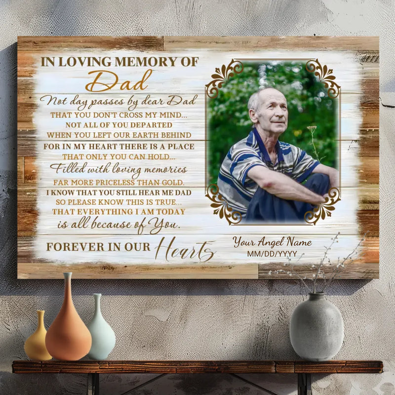 Personalized Memorial Canvas for Dad – Forever in Our Hearts | 89Prints