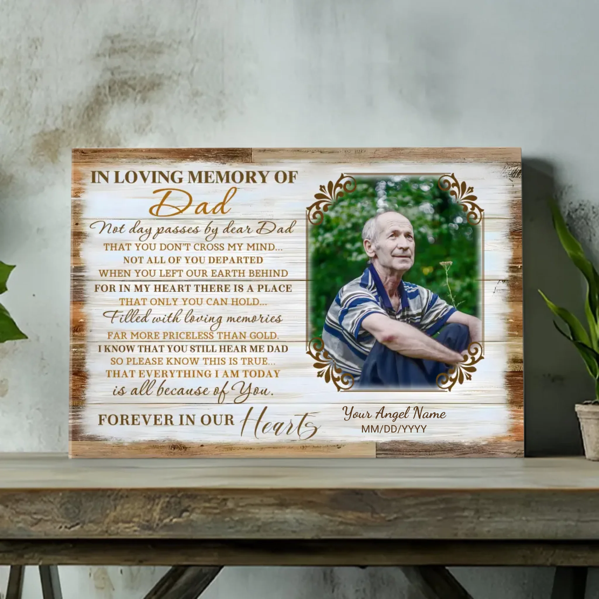 Personalized Memorial Canvas for Dad – Forever in Our Hearts | 89Prints